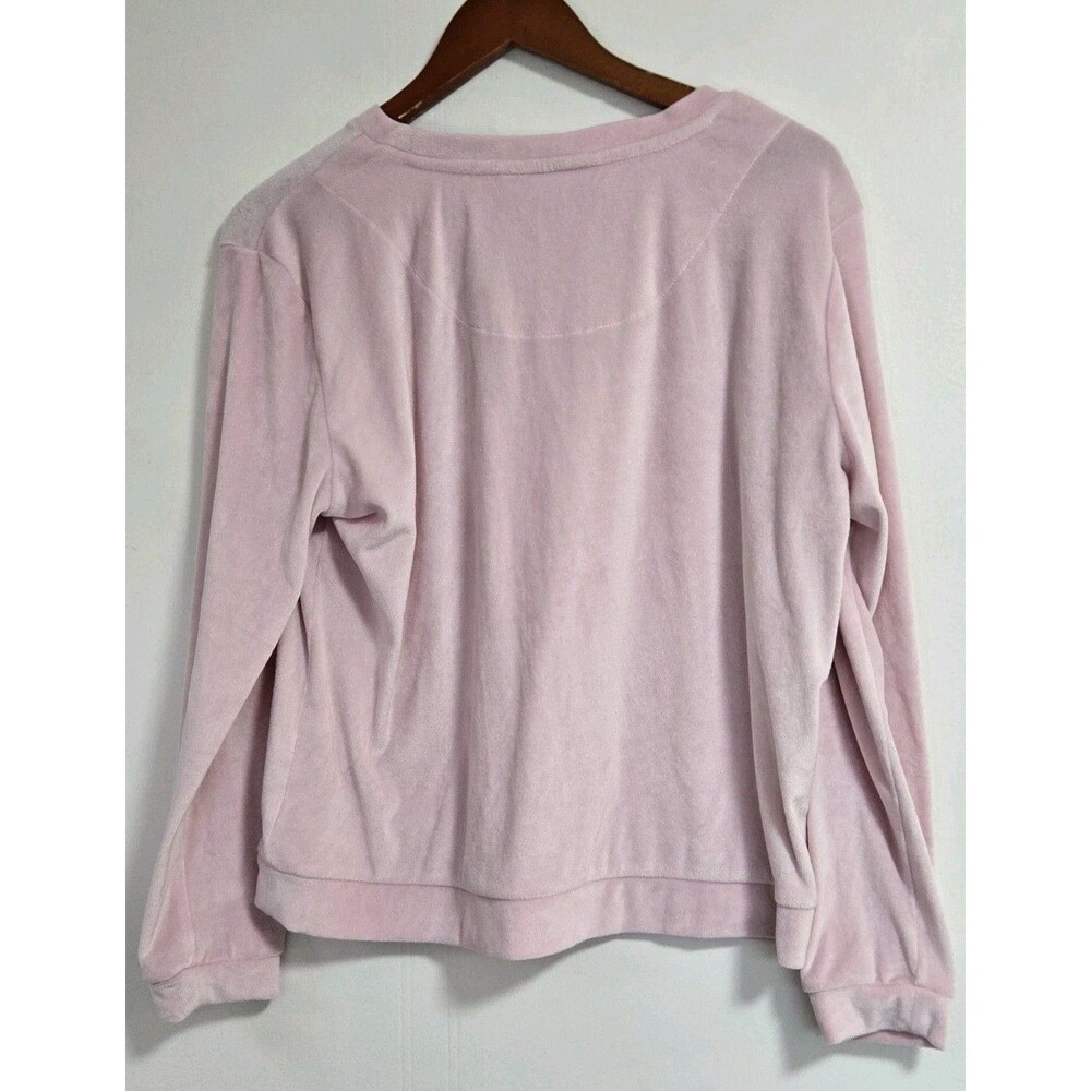 Juicy Couture Shirt Womens L Embellished Velour Sleep Wear Crew Neck Long Sleeve - Picture 6 of 9